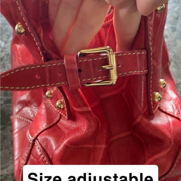 Dooney & Bourke Red Crocodile-Embossed Shoulder Bag - Picture 3 of 6